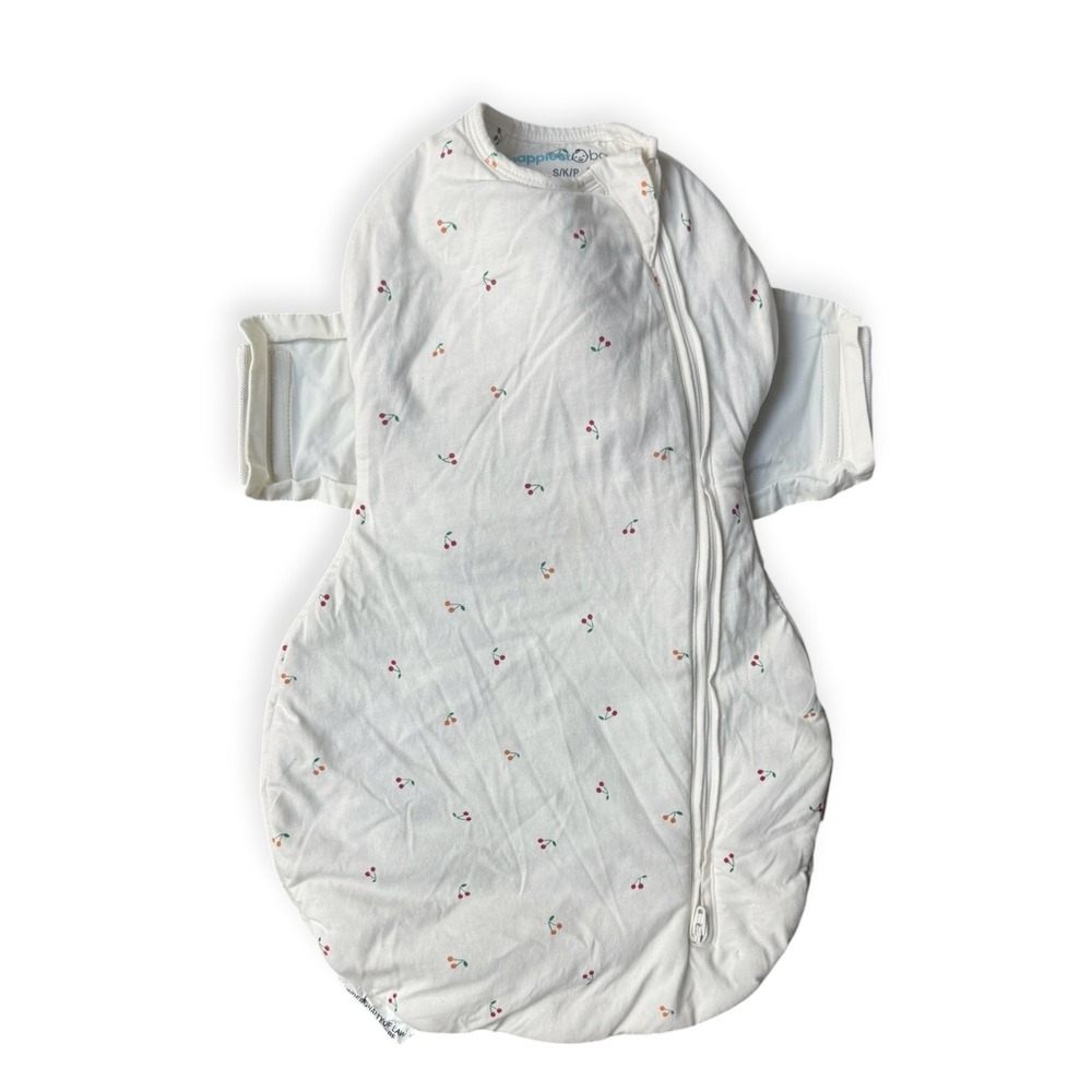 Happiest Baby SNOO Sack Swaddle Small 0-2M White Cherry Print Organic Cotton